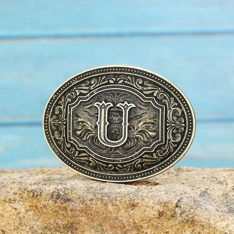 Fibbadet Store Belt Buckles Men Initial Letters A-Z Western Rodeo Cowboy Cowgirl Belt Buckle for Men Boys Halloween Birthday Party - Image 3